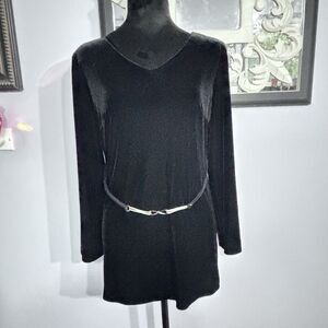 Vintage Taurus II Black Velvet Made In USA Union Tag 1990s Formal Tunic  Top S